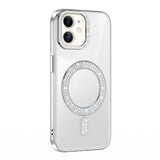 Apple iPhone 11 Kılıf Pırlanta Taş Tasarımlı M-safe Şarj Özellikli Zore Karetta Silikon Kapak