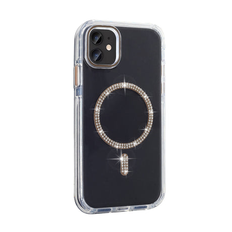 Apple iPhone 11 Kılıf Taşlı Tasarım M-safe Şarj Özellikli Zore Koment Silikon Kapak