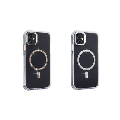 Apple iPhone 11 Kılıf Taşlı Tasarım M-safe Şarj Özellikli Zore Koment Silikon Kapak