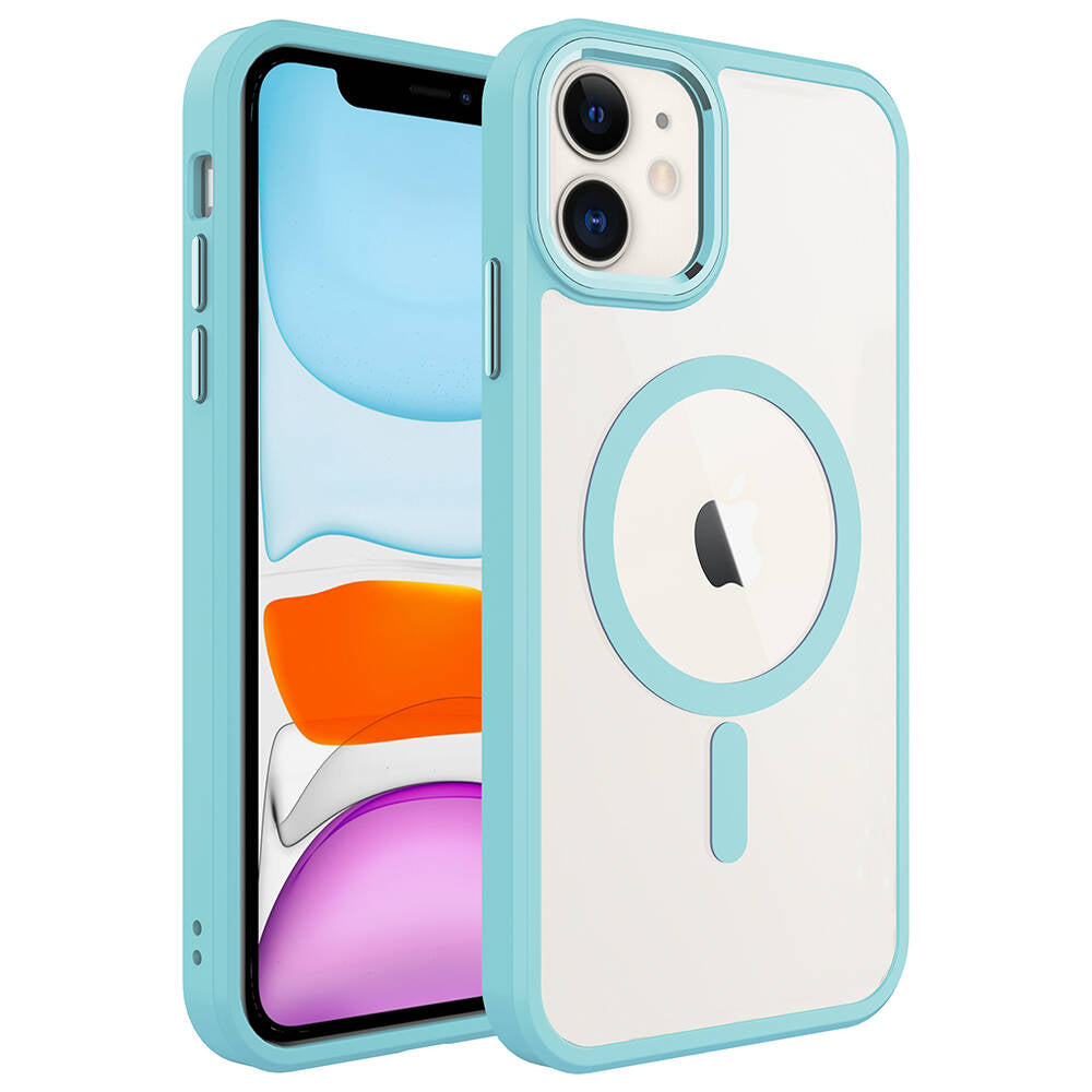 Apple iPhone 11 Kılıf Wireless Şarj Özellikli Zore Krom M-safe Silikon Kapak