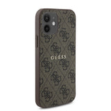 Apple iPhone 12 Kılıf Guess Orjinal Lisanslı M-safe Şarj Özellikli 4G Desen Yazı Logolu Kapak