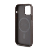 Apple iPhone 12 Kılıf Guess Orjinal Lisanslı M-safe Şarj Özellikli 4G Desen Yazı Logolu Kapak