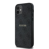 Apple iPhone 12 Kılıf Guess Orjinal Lisanslı M-safe Şarj Özellikli 4G Desen Yazı Logolu Kapak