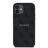 Apple iPhone 12 Kılıf Guess Orjinal Lisanslı M-safe Şarj Özellikli 4G Desen Yazı Logolu Kapak