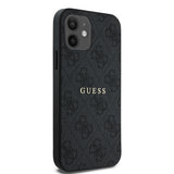Apple iPhone 12 Kılıf Guess Orjinal Lisanslı M-safe Şarj Özellikli 4G Desen Yazı Logolu Kapak