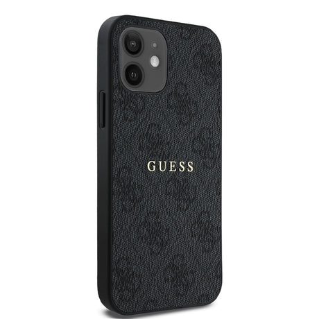 Apple iPhone 12 Kılıf Guess Orjinal Lisanslı M-safe Şarj Özellikli 4G Desen Yazı Logolu Kapak