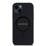 Apple iPhone 12 Kılıf Guess Orjinal Lisanslı M-safe Şarj Özellikli Yazı Logolu Saffiano Classic Kapak