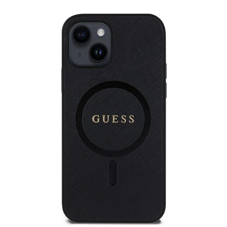Apple iPhone 12 Kılıf Guess Orjinal Lisanslı M-safe Şarj Özellikli Yazı Logolu Saffiano Classic Kapak