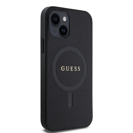 Apple iPhone 12 Kılıf Guess Orjinal Lisanslı M-safe Şarj Özellikli Yazı Logolu Saffiano Classic Kapak