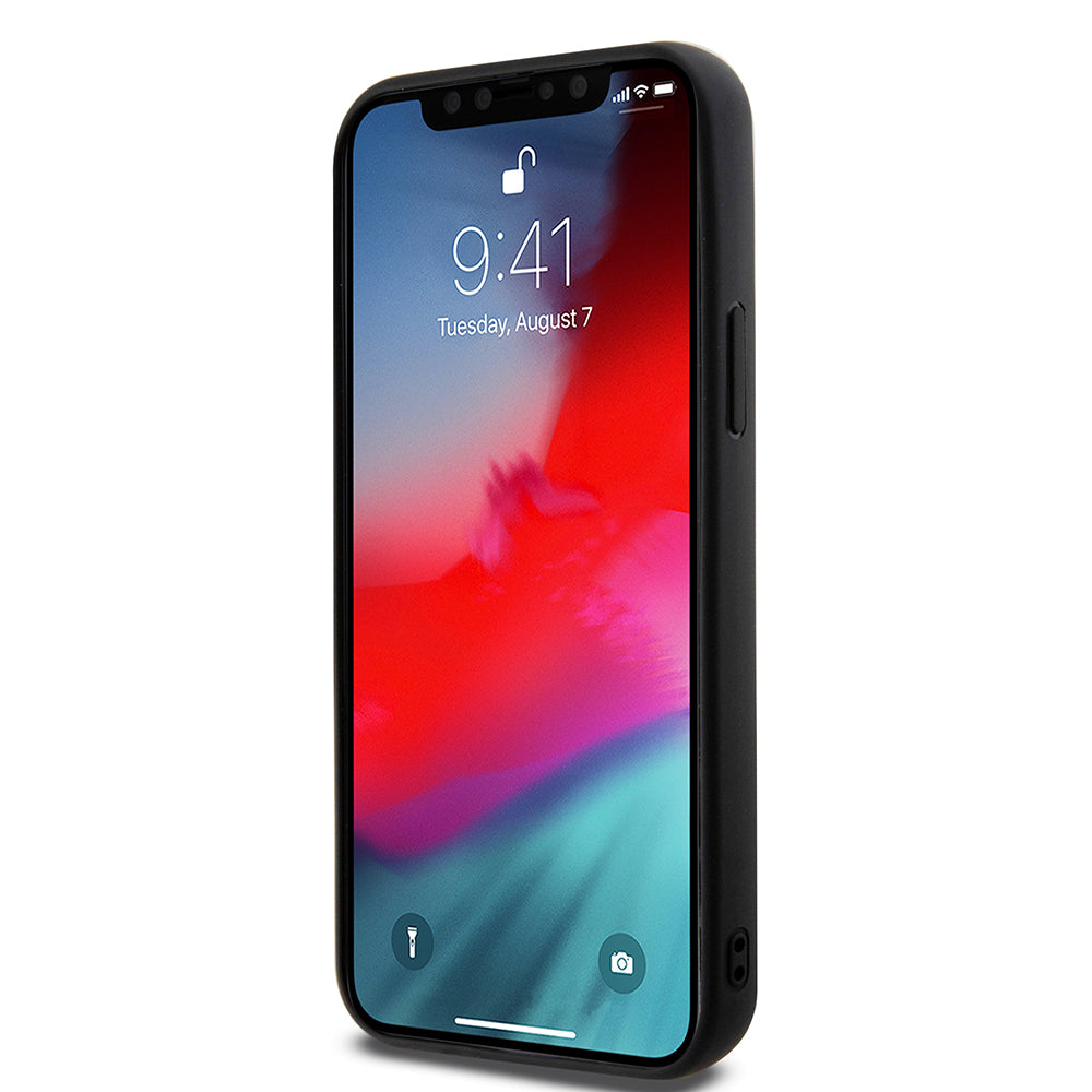 Apple iPhone 12 Kılıf Guess Orjinal Lisanslı M-safe Şarj Özellikli Yazı Logolu Saffiano Classic Kapak