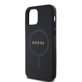 Apple iPhone 12 Kılıf Guess Orjinal Lisanslı M-safe Şarj Özellikli Yazı Logolu Saffiano Classic Kapak