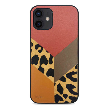 Apple iPhone 12 Kılıf Kajsa Glamorous Serisi Leopard Combo Kapak