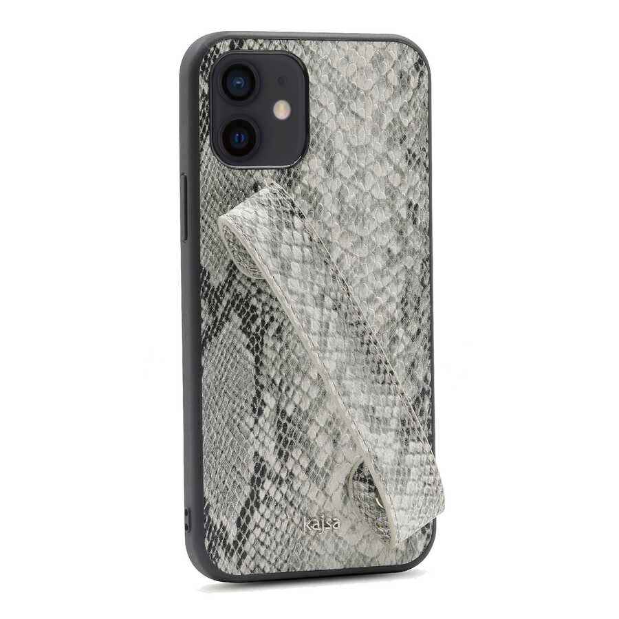 Apple iPhone 12 Kılıf Kajsa Glamorous Serisi Snake Handstrap Kapak