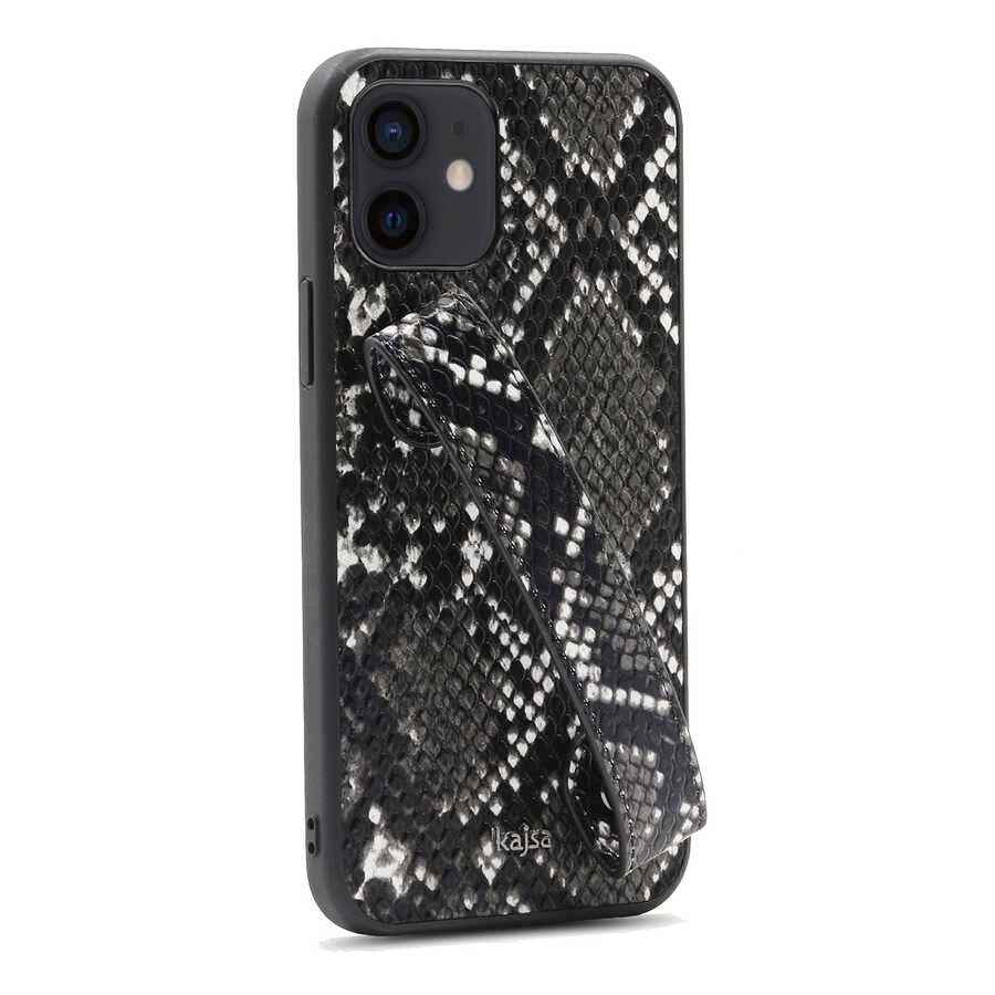 Apple iPhone 12 Kılıf Kajsa Glamorous Serisi Snake Handstrap Kapak