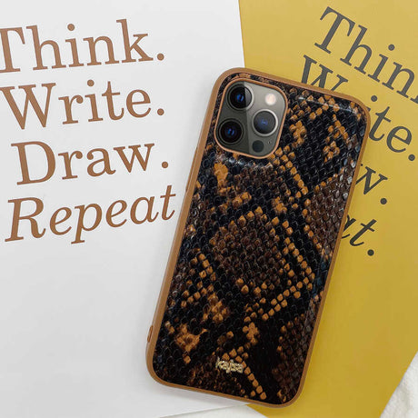 Apple iPhone 12 Kılıf Kajsa Glamorous Serisi Snake Pattern Kapak