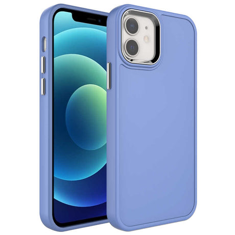 Apple iPhone 12 Kılıf Metal Çerçeve ve Buton Tasarımlı Sert Zore Botox Kapak