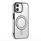 Apple iPhone 12 Kılıf Pırlanta Taş Tasarımlı M-safe Şarj Özellikli Zore Karetta Silikon Kapak