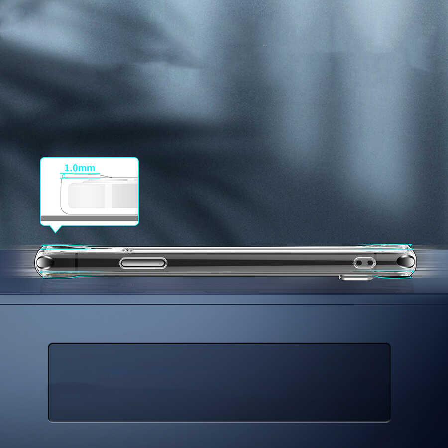 Apple iPhone 12 Kılıf Standlı Şeffaf Silikon Zore L-Stand Kapak