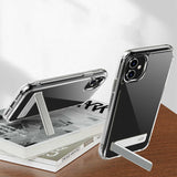 Apple iPhone 12 Kılıf Standlı Şeffaf Silikon Zore L-Stand Kapak