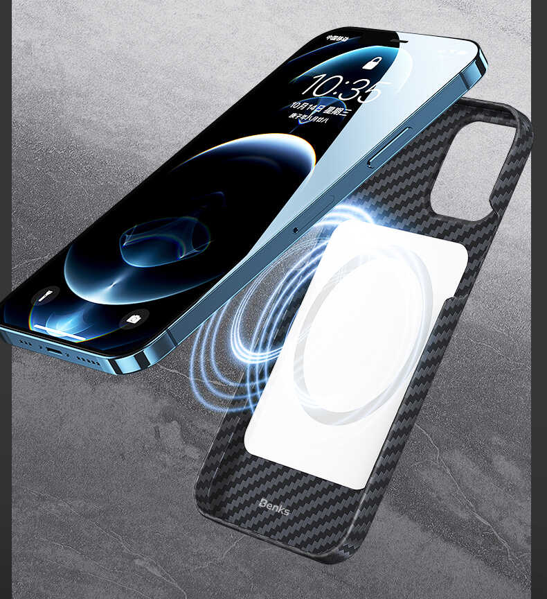 Apple iPhone 12 Pro Kılıf Benks MFİ M-safe Magnetic Aramid Kapak