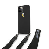 Apple iPhone 12 Pro Kılıf Ferrari Orjinal Lisanslı Askılı Metal Logolu Kapak