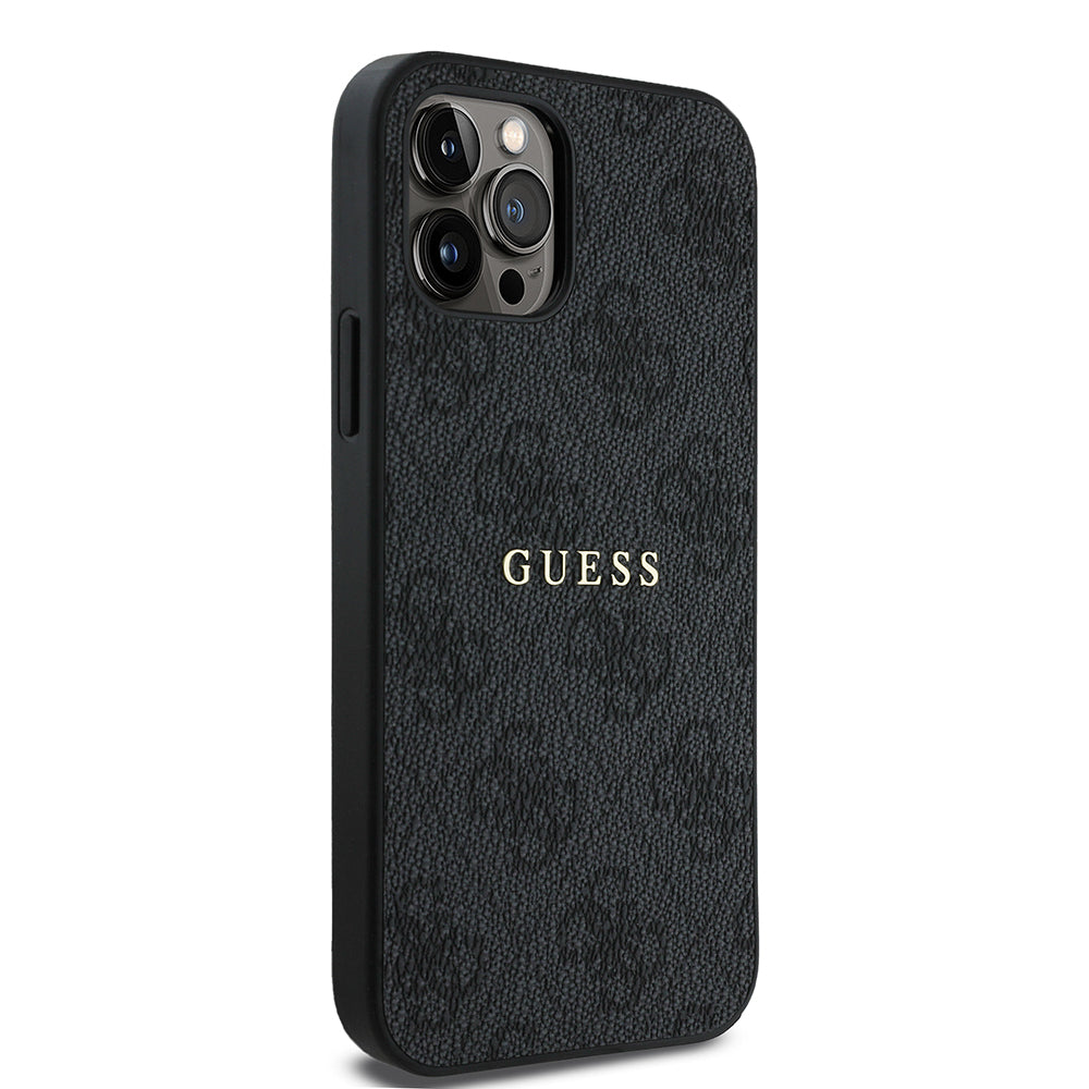 Apple iPhone 12 Pro Kılıf Guess Orjinal Lisanslı M-safe Şarj Özellikli 4G Desen Yazı Logolu Kapak