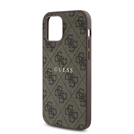 Apple iPhone 12 Pro Kılıf Guess Orjinal Lisanslı M-safe Şarj Özellikli 4G Desen Yazı Logolu Kapak
