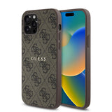 Apple iPhone 12 Pro Kılıf Guess Orjinal Lisanslı M-safe Şarj Özellikli 4G Desen Yazı Logolu Kapak