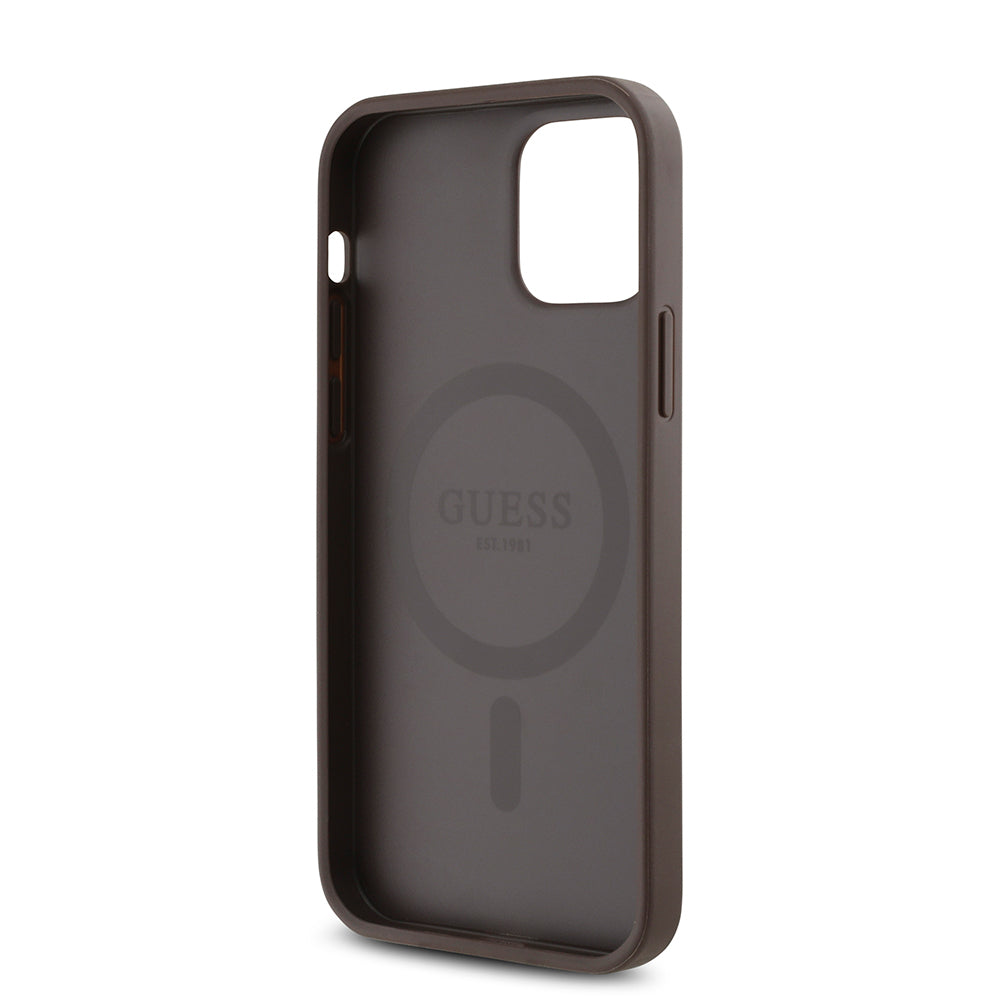 Apple iPhone 12 Pro Kılıf Guess Orjinal Lisanslı M-safe Şarj Özellikli Gül Baskılı 4G Desenli Yazı Logolu Kapak