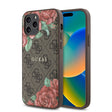 Apple iPhone 12 Pro Kılıf Guess Orjinal Lisanslı M-safe Şarj Özellikli Gül Baskılı 4G Desenli Yazı Logolu Kapak