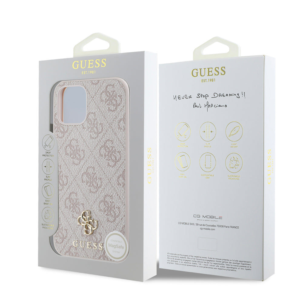 Apple iPhone 12 Pro Kılıf Guess Orjinal Lisanslı M-safe Şarj Özellikli Small 4G Classic Kapak