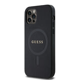 Apple iPhone 12 Pro Kılıf Guess Orjinal Lisanslı M-safe Şarj Özellikli Yazı Logolu Saffiano Classic Kapak