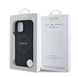 Apple iPhone 12 Pro Kılıf Guess Orjinal Lisanslı M-safe Şarj Özellikli Yazı Logolu Saffiano Classic Kapak