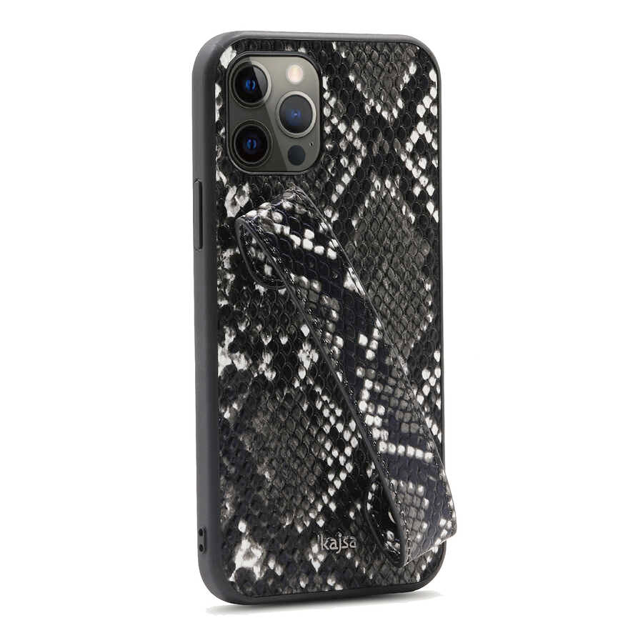 Apple iPhone 12 Pro Kılıf Kajsa Glamorous Serisi Snake Handstrap Kapak