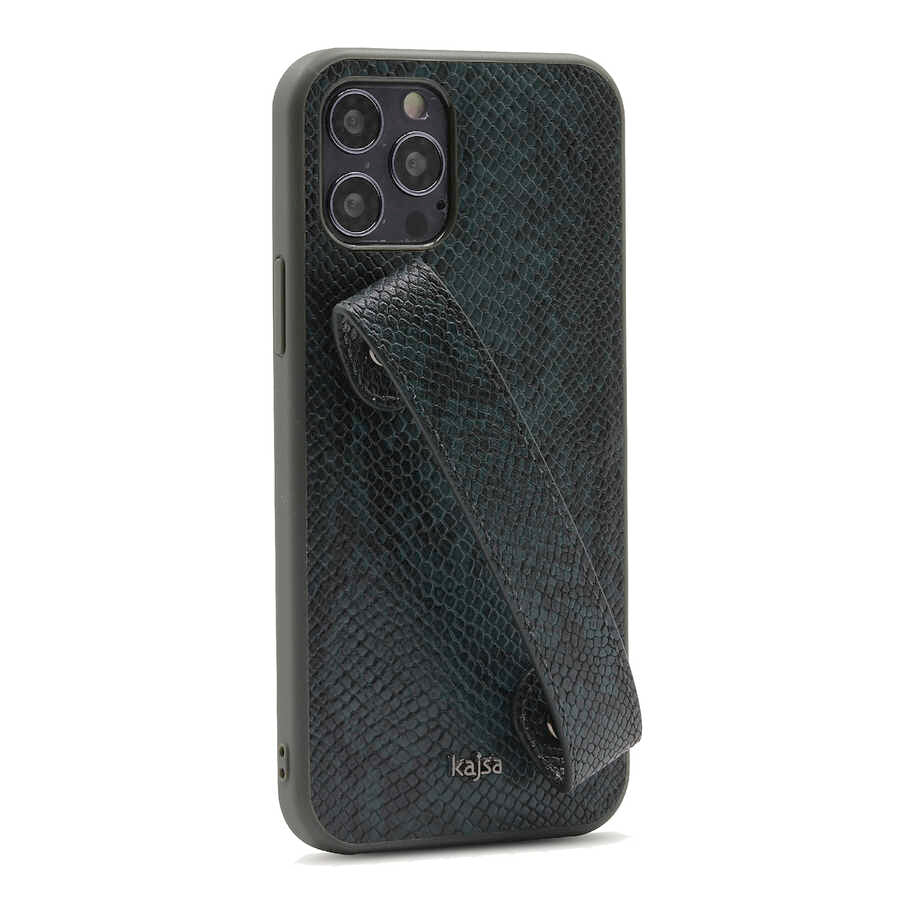 Apple iPhone 12 Pro Kılıf Kajsa Glamorous Serisi Snake Handstrap Kapak