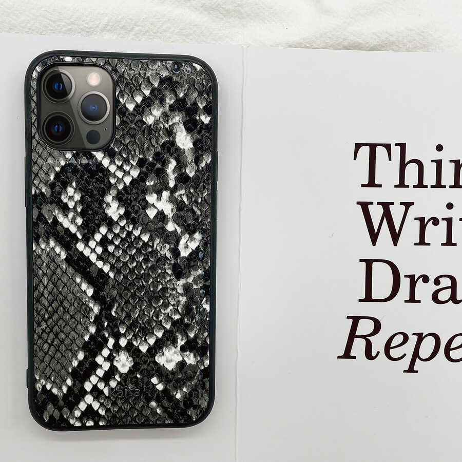 Apple iPhone 12 Pro Kılıf Kajsa Glamorous Serisi Snake Pattern Kapak