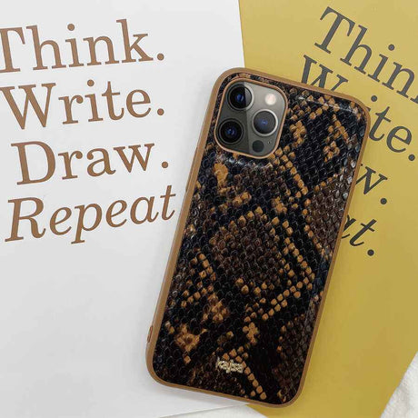 Apple iPhone 12 Pro Kılıf Kajsa Glamorous Serisi Snake Pattern Kapak