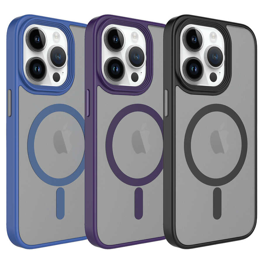 Apple iPhone 12 Pro Kılıf Mat Arka Yüzey Wireless Şarj Özellikli Zore Flet M-safe Kapak