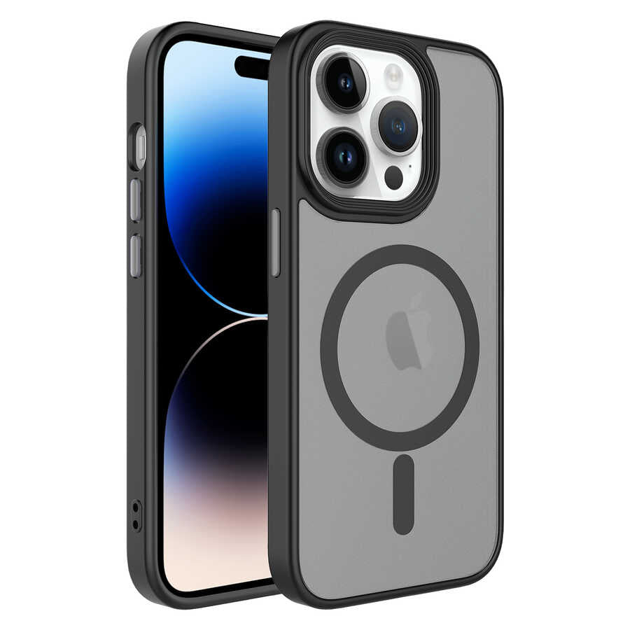 Apple iPhone 12 Pro Kılıf Mat Arka Yüzey Wireless Şarj Özellikli Zore Flet M-safe Kapak