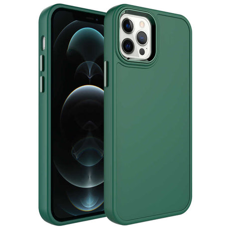 Apple iPhone 12 Pro Kılıf Metal Çerçeve ve Buton Tasarımlı Sert Zore Botox Kapak