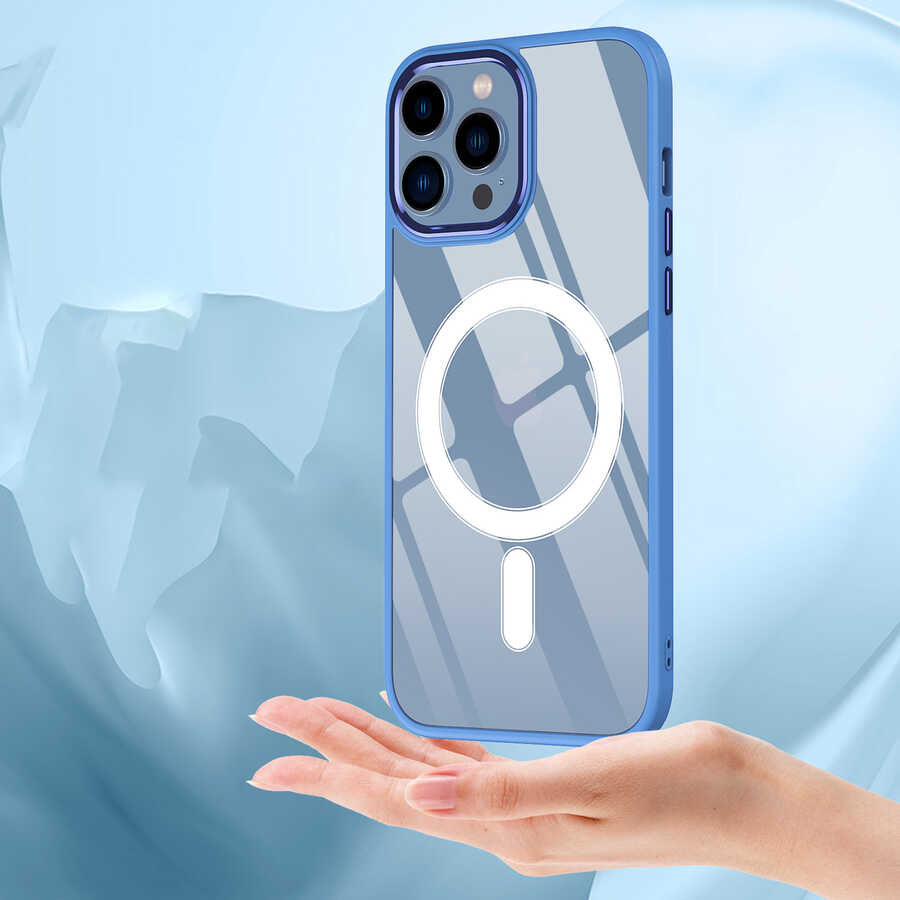 Apple iPhone 12 Pro Kılıf Wireless Şarj Özellikli Zore Krom M-safe Silikon Kapak