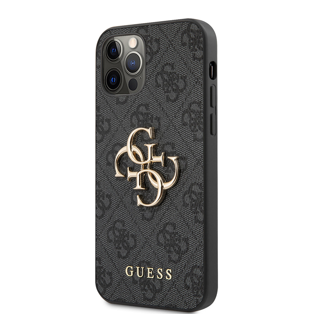 Apple iPhone 12 Pro Max Kılıf Guess Orjinal Lisanslı PU Deri Büyük Metal Logo Dizaynlı Kapak