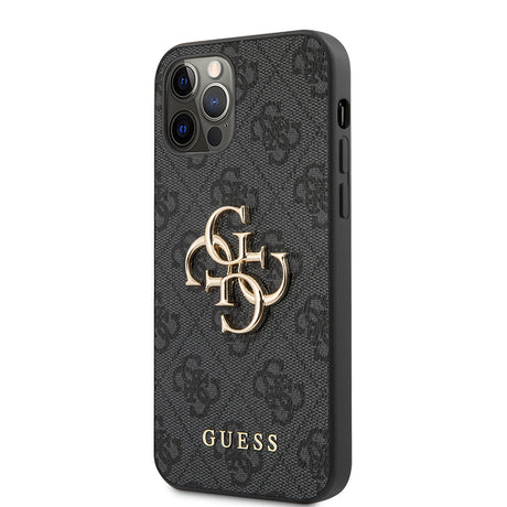 Apple iPhone 12 Pro Max Kılıf Guess Orjinal Lisanslı PU Deri Büyük Metal Logo Dizaynlı Kapak