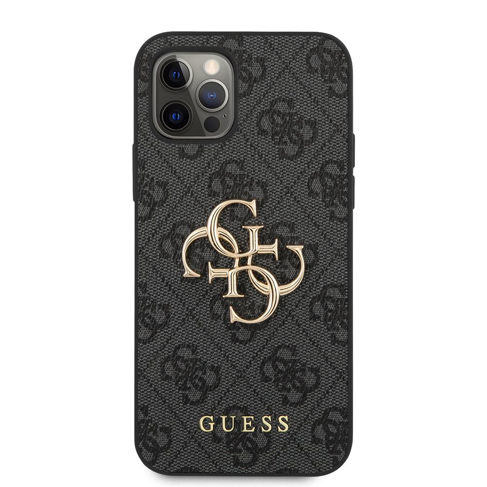 Apple iPhone 12 Pro Max Kılıf Guess Orjinal Lisanslı PU Deri Büyük Metal Logo Dizaynlı Kapak