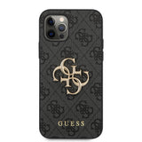 Apple iPhone 12 Pro Max Kılıf Guess Orjinal Lisanslı PU Deri Büyük Metal Logo Dizaynlı Kapak