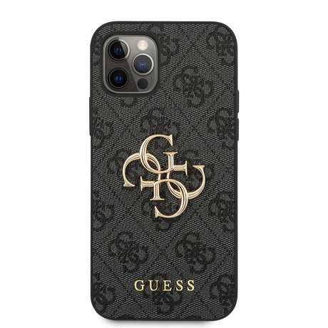 Apple iPhone 12 Pro Max Kılıf Guess Orjinal Lisanslı PU Deri Büyük Metal Logo Dizaynlı Kapak