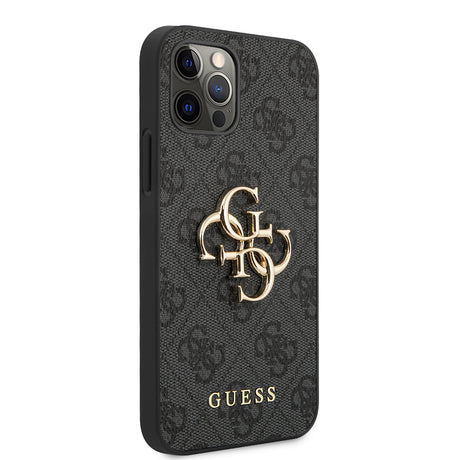 Apple iPhone 12 Pro Max Kılıf Guess Orjinal Lisanslı PU Deri Büyük Metal Logo Dizaynlı Kapak