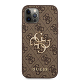 Apple iPhone 12 Pro Max Kılıf Guess Orjinal Lisanslı PU Deri Büyük Metal Logo Dizaynlı Kapak
