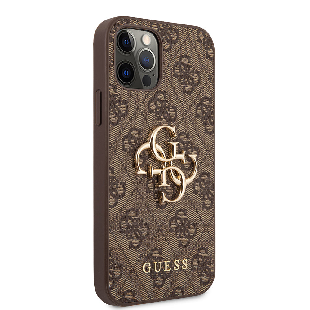 Apple iPhone 12 Pro Max Kılıf Guess Orjinal Lisanslı PU Deri Büyük Metal Logo Dizaynlı Kapak