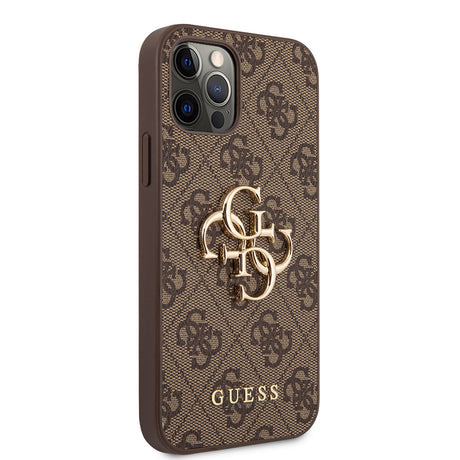 Apple iPhone 12 Pro Max Kılıf Guess Orjinal Lisanslı PU Deri Büyük Metal Logo Dizaynlı Kapak
